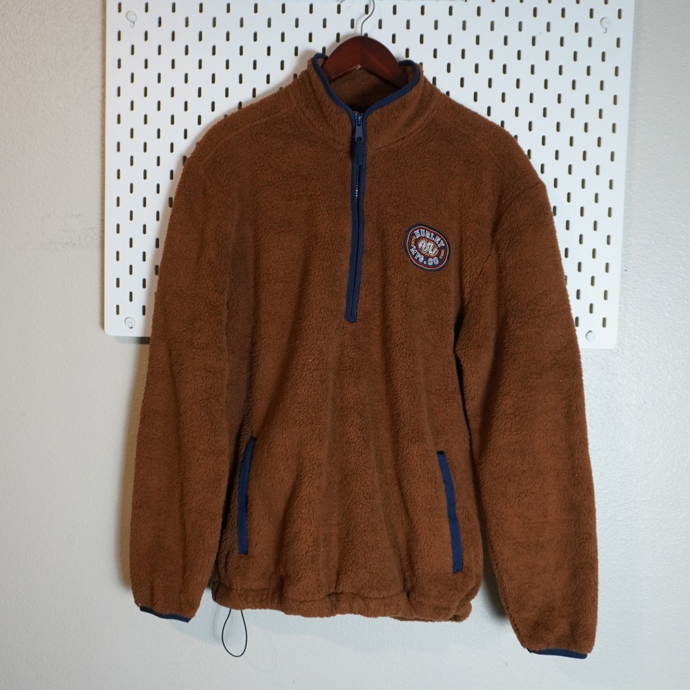 Hurley Brown Fleece Quarter Zip‎ Pullover Sweatshirt Men's M